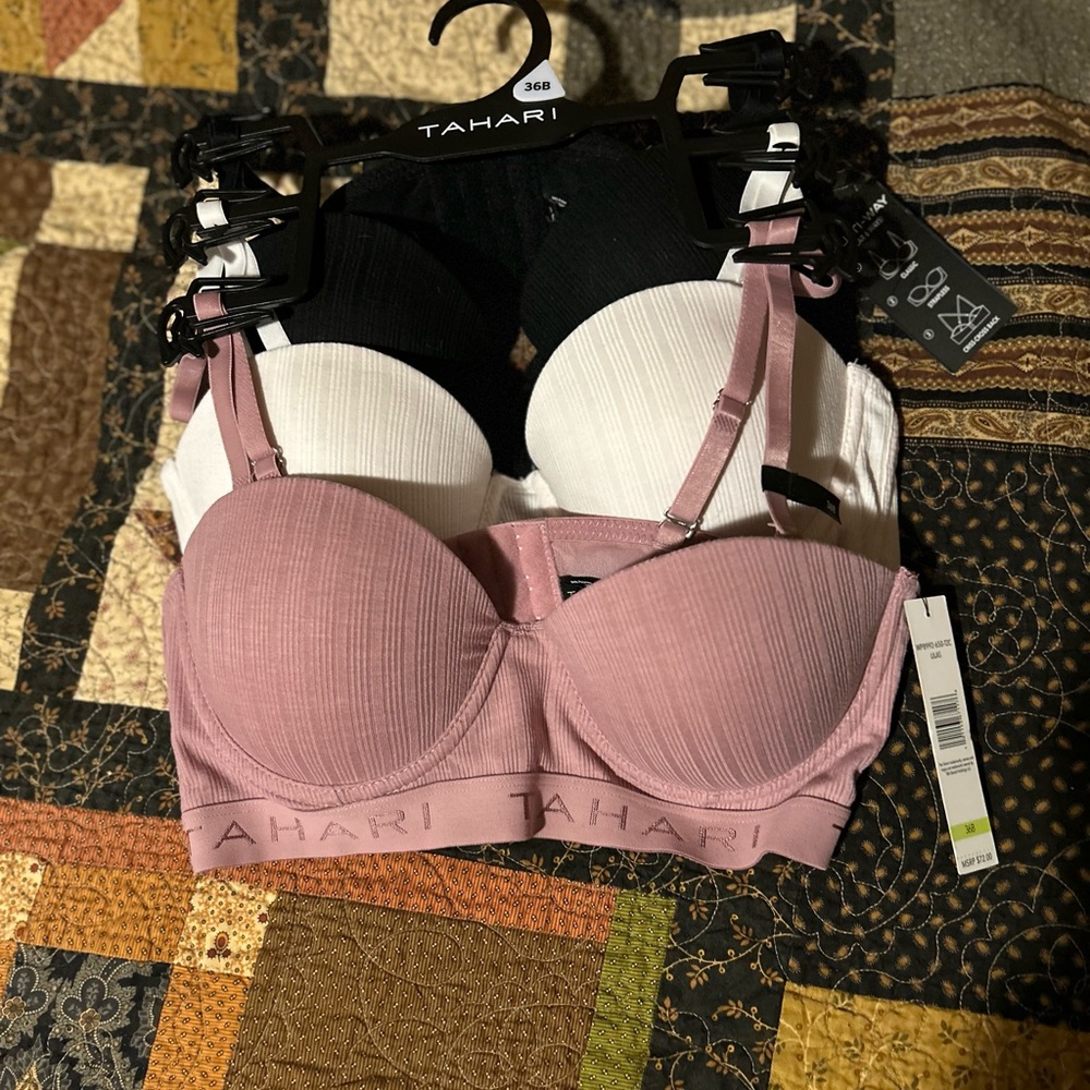 Tahari Women's Bra Set - Pink, Black, White 36B